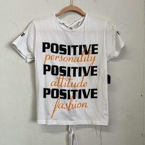 Positive cropped distressed tee